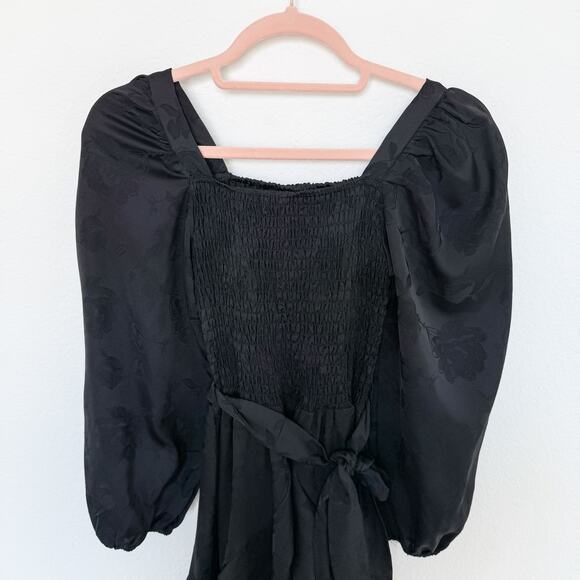 Altar’d State Dress Puff Sleeve Ruffle Hem Black Size XS Coquette Soft Grunge - Picture 4 of 8